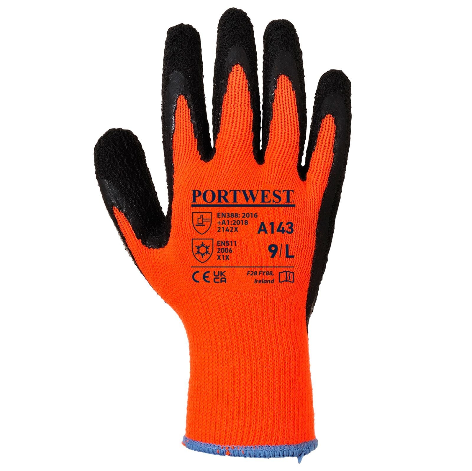 Portwest Thermisch Beschermende Handschoenen Handbescherming Handschoen A143 Thermische Soft Grip oranje-zwart(O8)