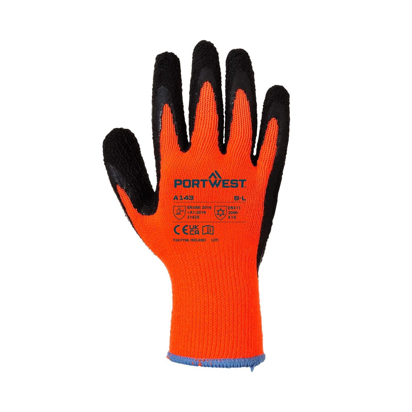 Portwest Thermisch Beschermende Handschoenen Handbescherming Handschoen A143 Thermische Soft Grip oranje-zwart(O8)