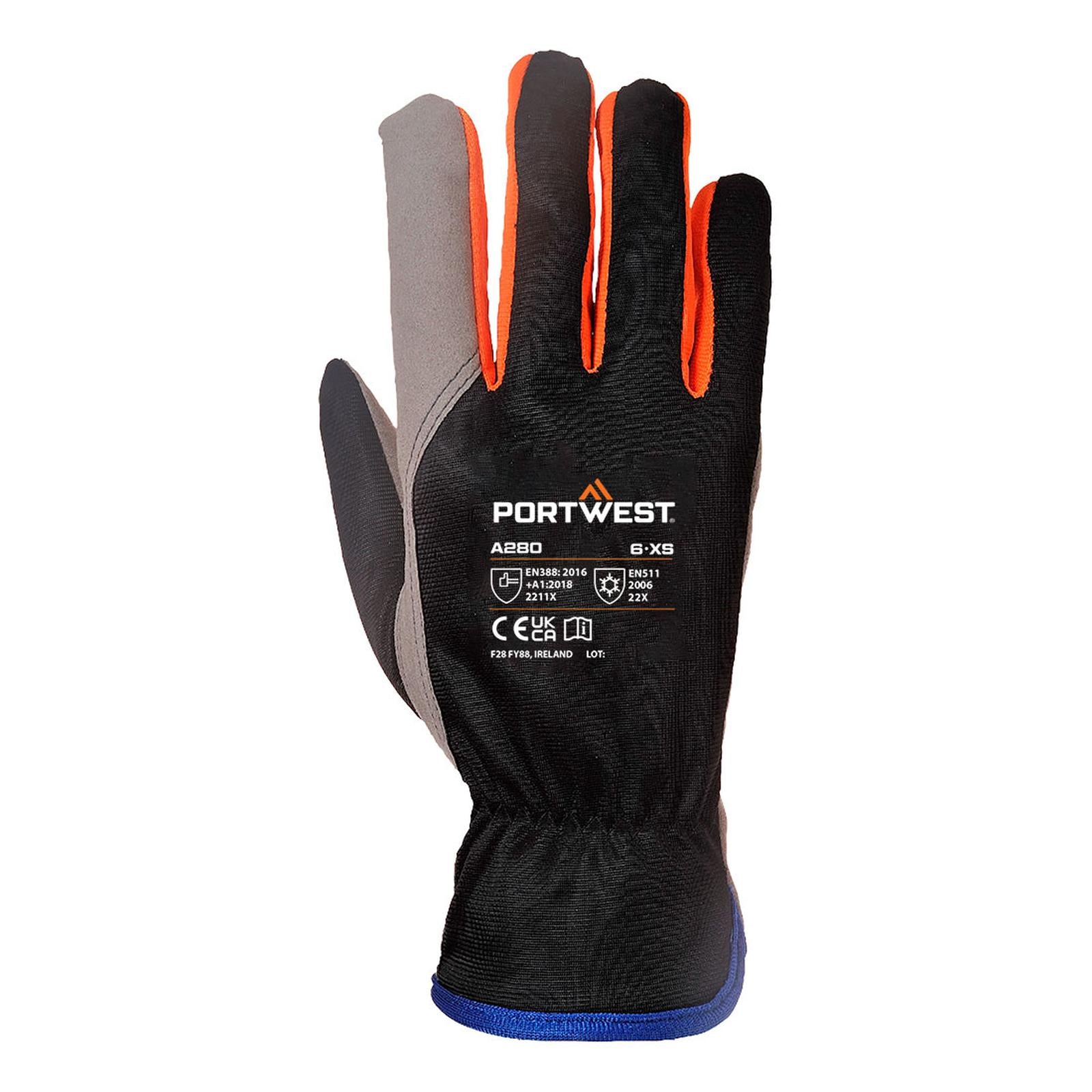 Portwest Handschoenen A280 zwart-oranje(K1)