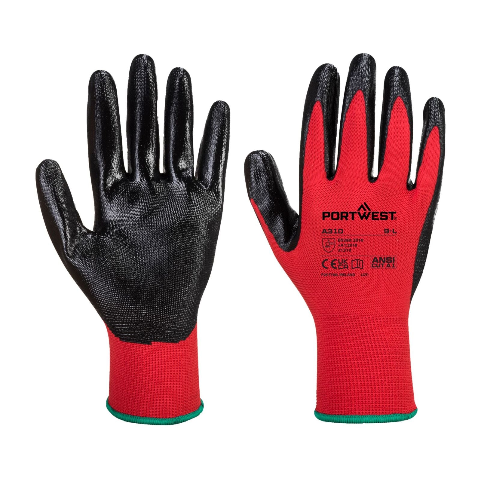 Portwest Handschoenen A310 rood-zwart(R8)