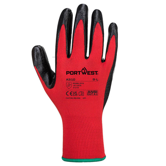 Portwest Handschoenen A310 rood-zwart(R8)