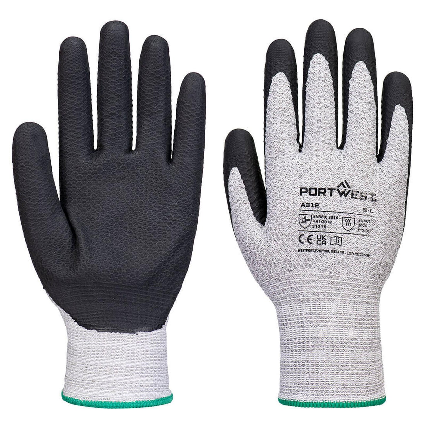 Portwest handschoenen A312 contacthitte olie vet 12pk grijs-zwart(G8)