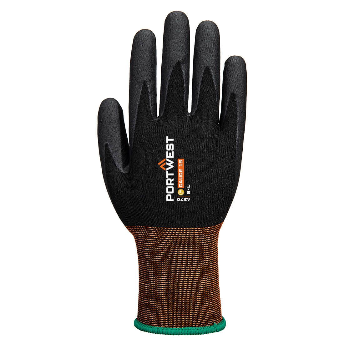 Portwest Handbescherming Handschoenen A370 GP grip 15 nitrile micro foam zwart(K8)