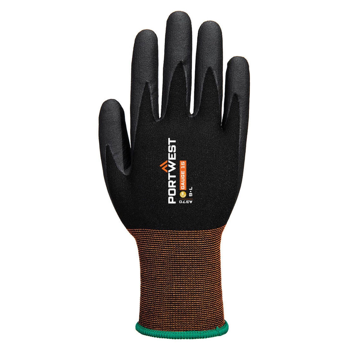 Portwest Handbescherming Handschoenen A370 GP grip 15 nitrile micro foam zwart(K8)