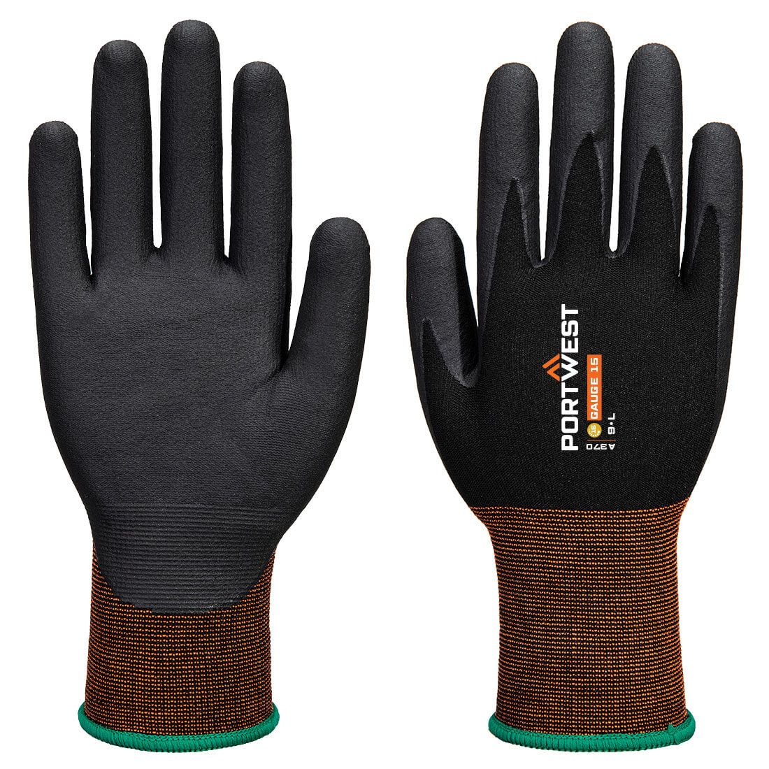 Portwest Handbescherming Handschoenen A370 GP grip 15 nitrile micro foam zwart(K8)
