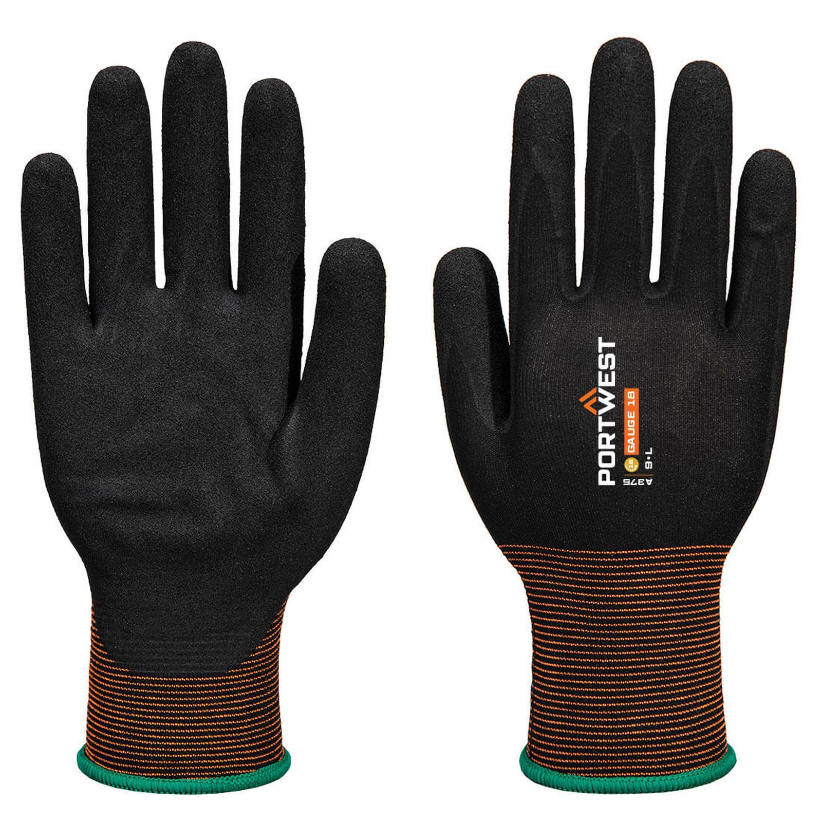Portwest Handbescherming Handschoenen A375 GP grip 18 nitrile smooth/sandy zwart(K8)