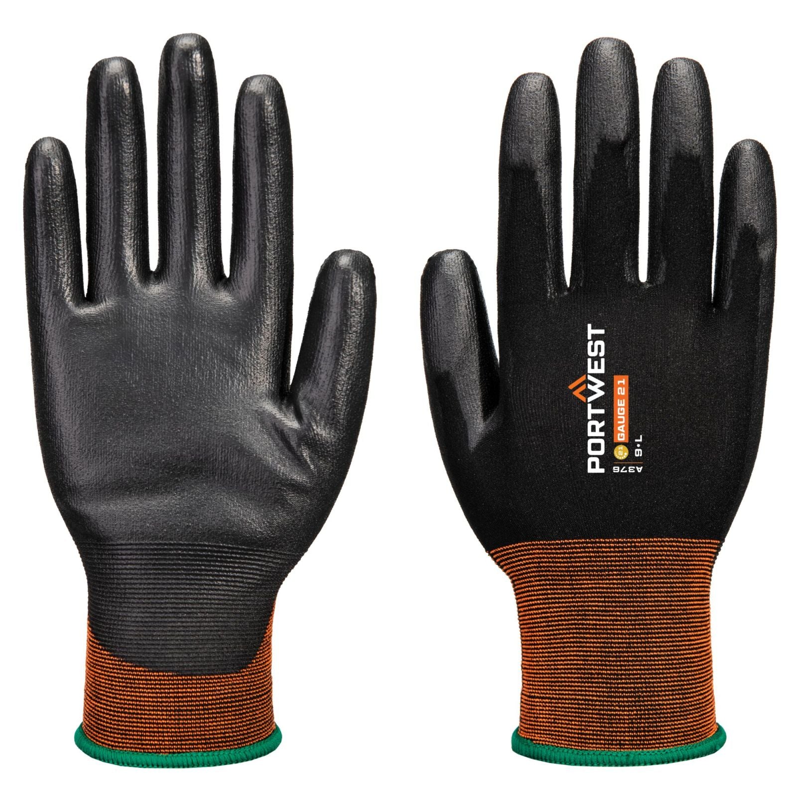 Portwest Handbescherming Handschoenen A376 GP grip 21 PU zwart(K8)