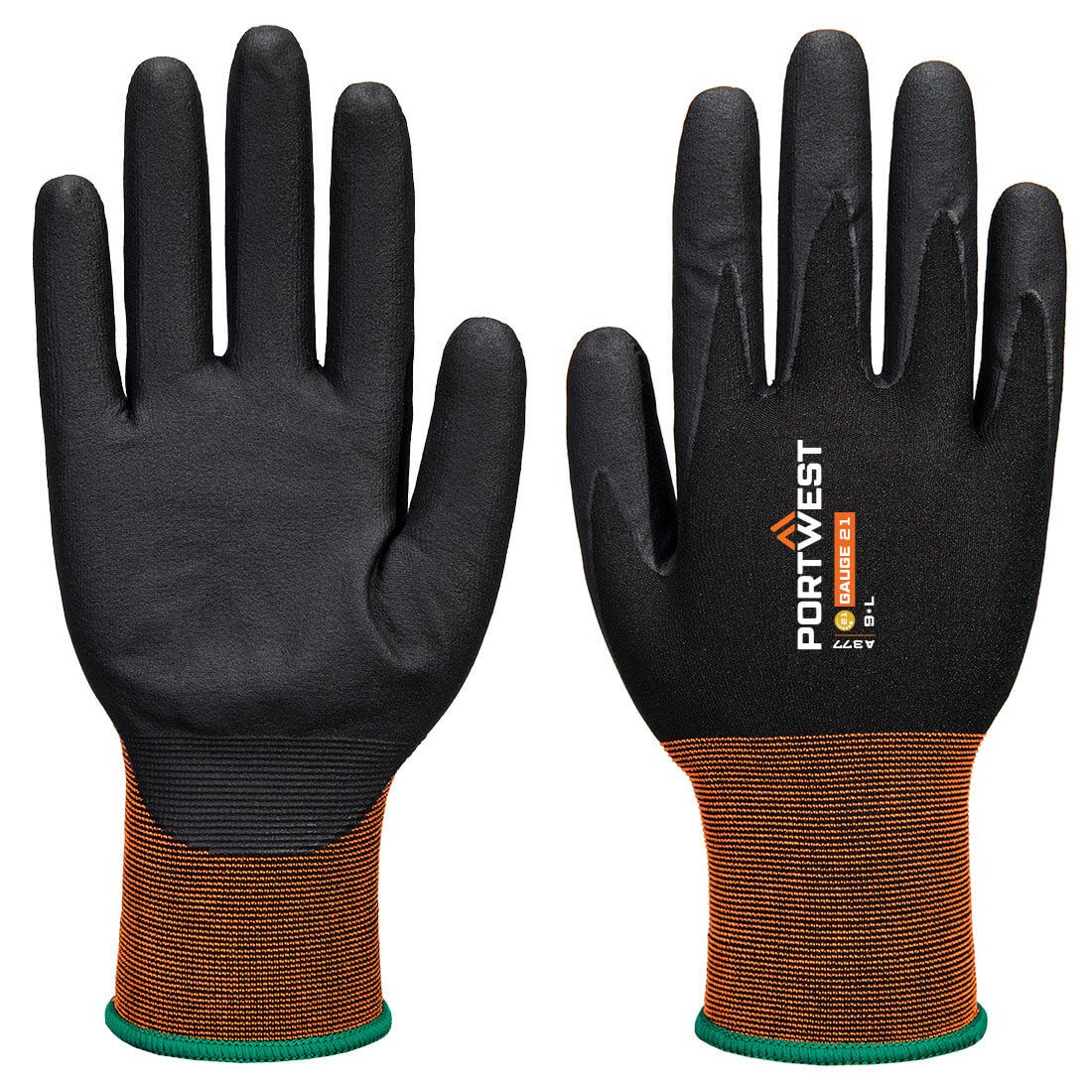 Portwest Handbescherming Handschoenen A377 GP grip 21 nitrile micro foam zwart(K8)