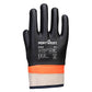 Portwest Handbescherming Algemeen Gebruik Handschoenen A402 grip PVC dubbel gedipt zandkorrel contacthitte zwart-oranje(K1)