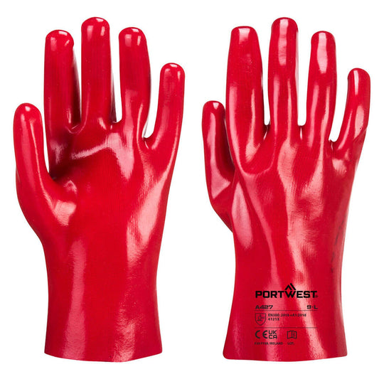 Portwest werkhandschoen A427 PVC vloeistof rood(RE)