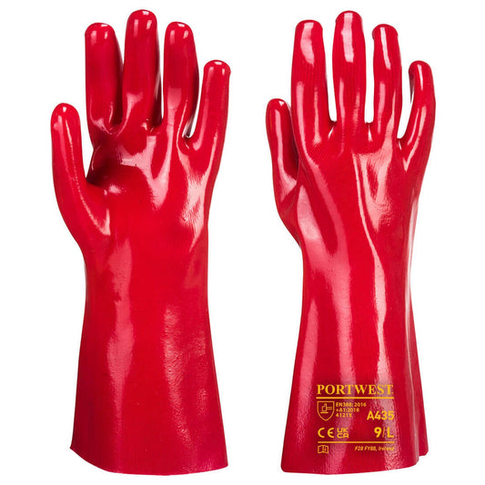 Portwest werkhandschoen A435 PVC vloeistof rood(RE)