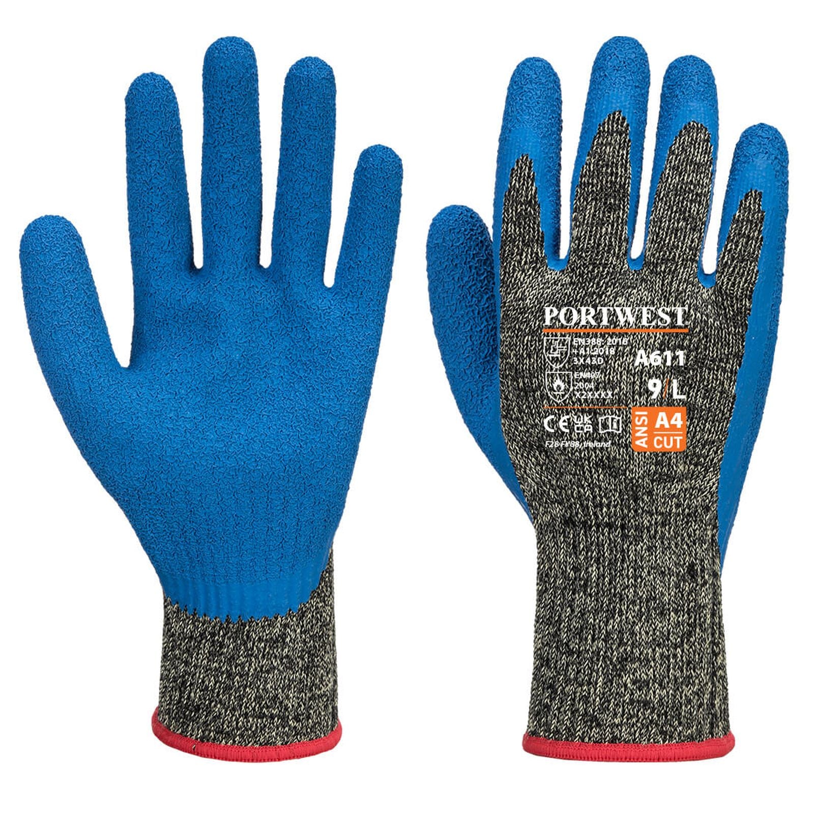 Portwest Handschoenen A611 Snijbestendig zwart-blauw(K4)