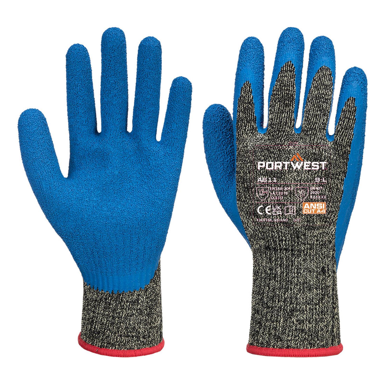 Portwest Handschoenen A611 Snijbestendig zwart-blauw(K4)