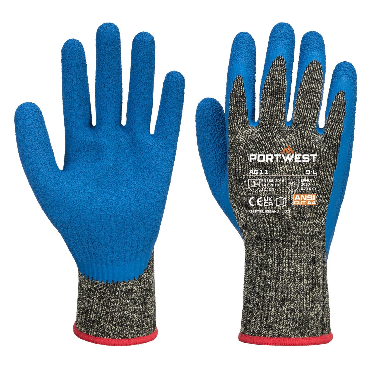 Portwest Handschoenen A611 Snijbestendig zwart-blauw(K4)