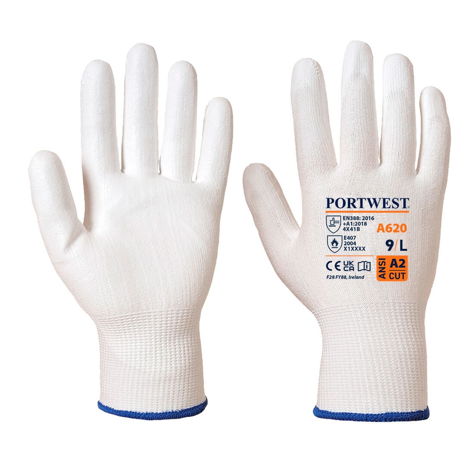 Portwest Handbescherming Snijbestendig Handschoenen A620 LR cut PU snij B wit(W6)