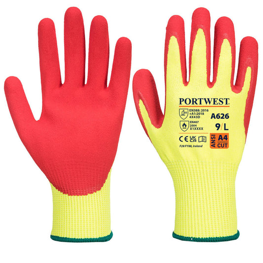 Portwest Handschoenen A626 Vis-Tex HR snijbestendige handschoen met Nitril geel-rood(Y5)