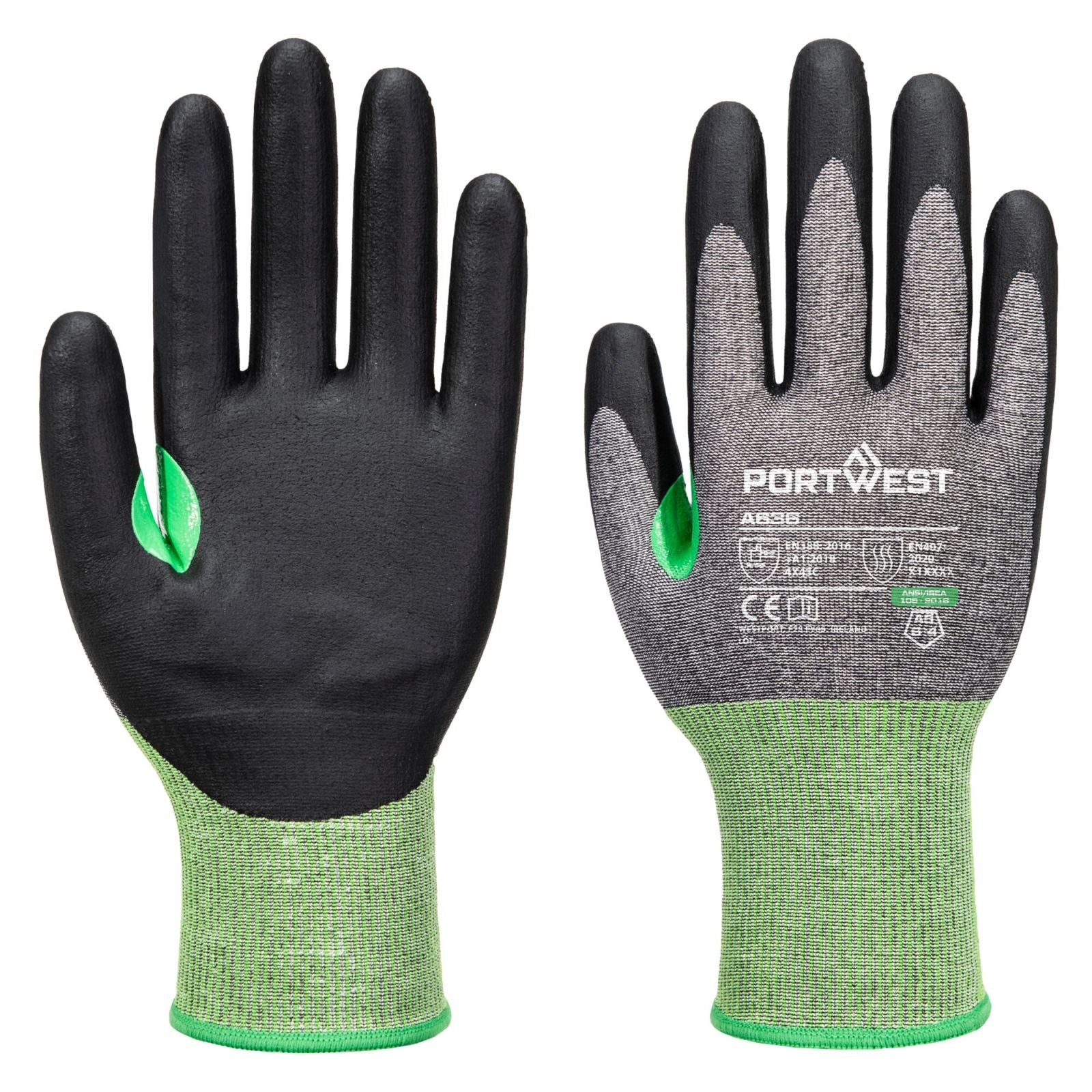Portwest Handbescherming CS Handschoenen A636 CS cut C18 nitrile contacthitte grijs-zwart(G8)