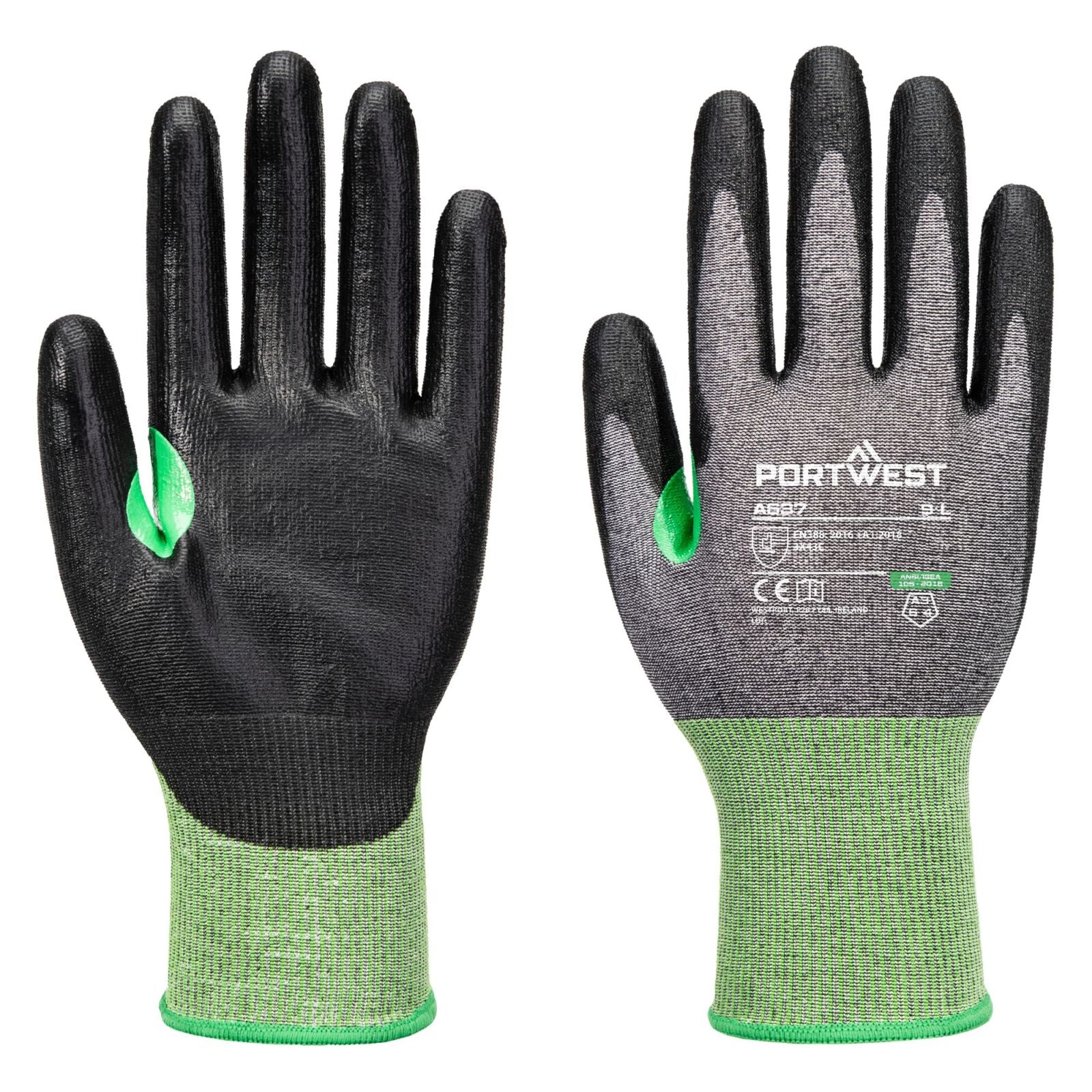 Portwest Handbescherming CS Handschoenen A637 CS cut C18 PU snij C grijs-zwart(G8)