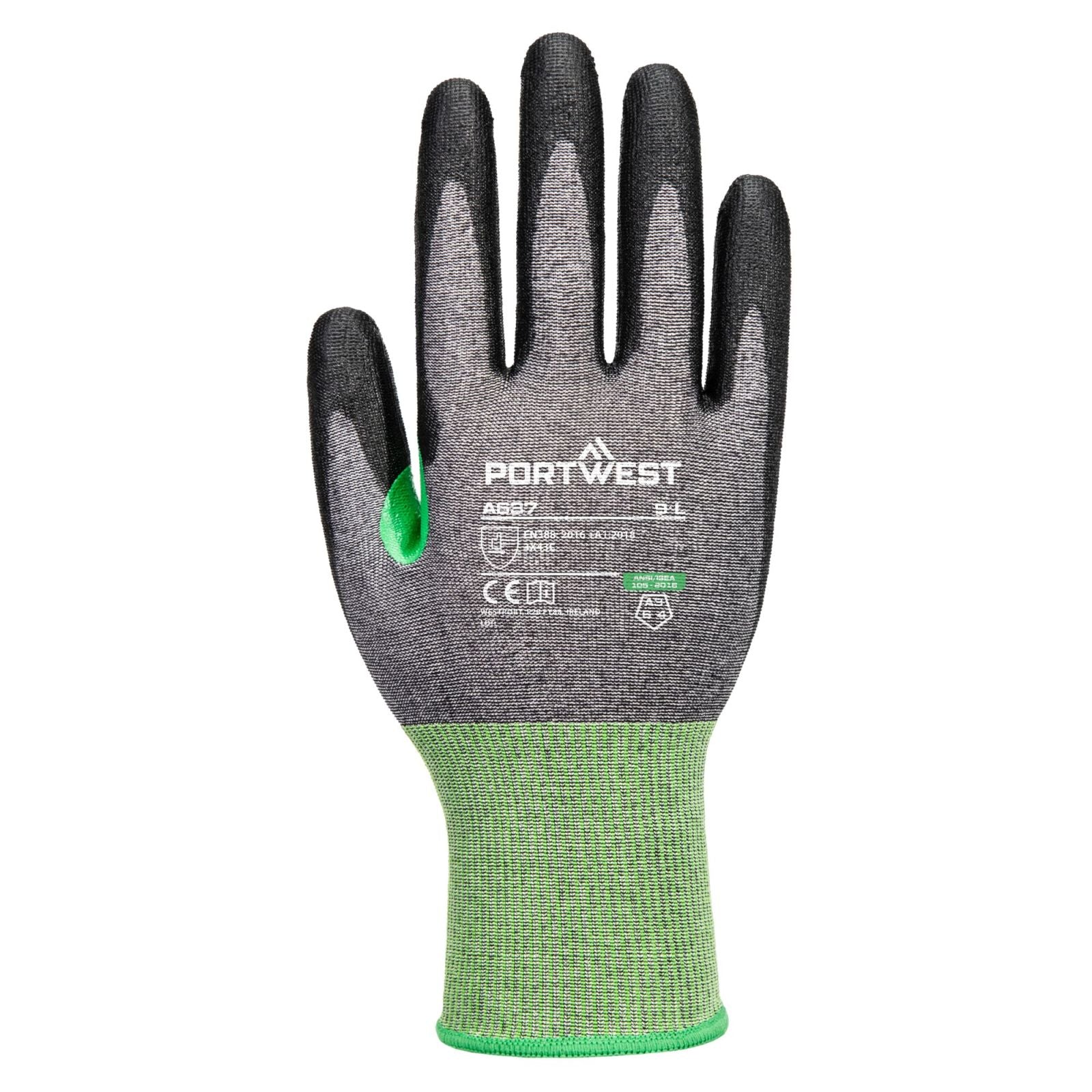 Portwest Handbescherming CS Handschoenen A637 CS cut C18 PU snij C grijs-zwart(G8)
