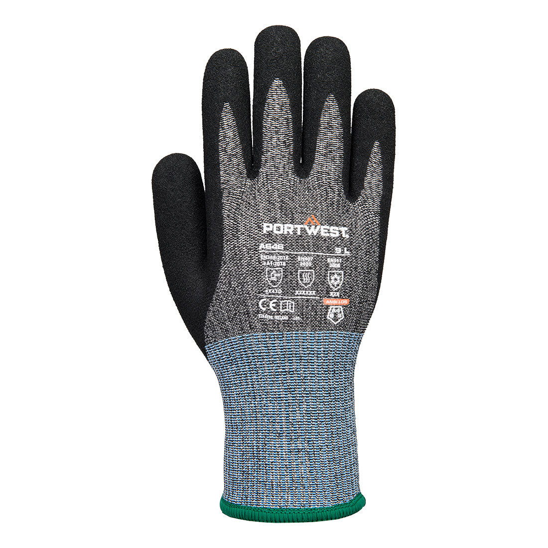 Portwest Thermisch Beschermende Handschoenen Handbescherming Handschoen A646 Vis-Tex SnijbestendigeD13 Nitril zwart(K8)