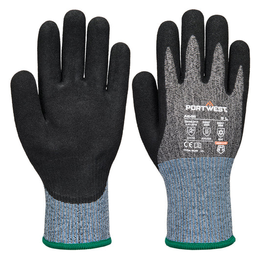 Portwest Thermisch Beschermende Handschoenen Handbescherming Handschoen A646 Vis-Tex SnijbestendigeD13 Nitril zwart(K8)