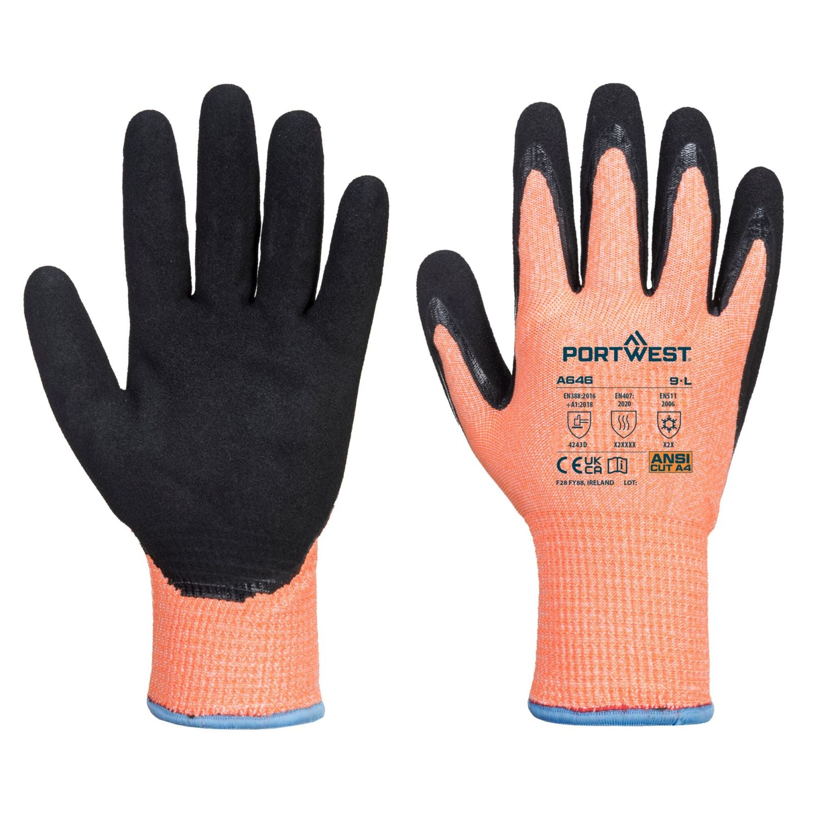 Portwest Handschoenen A646 Snijbestendig oranje-zwart(O8)