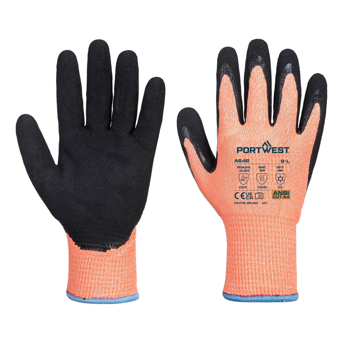 Portwest Handschoenen A646 Snijbestendig oranje-zwart(O8)