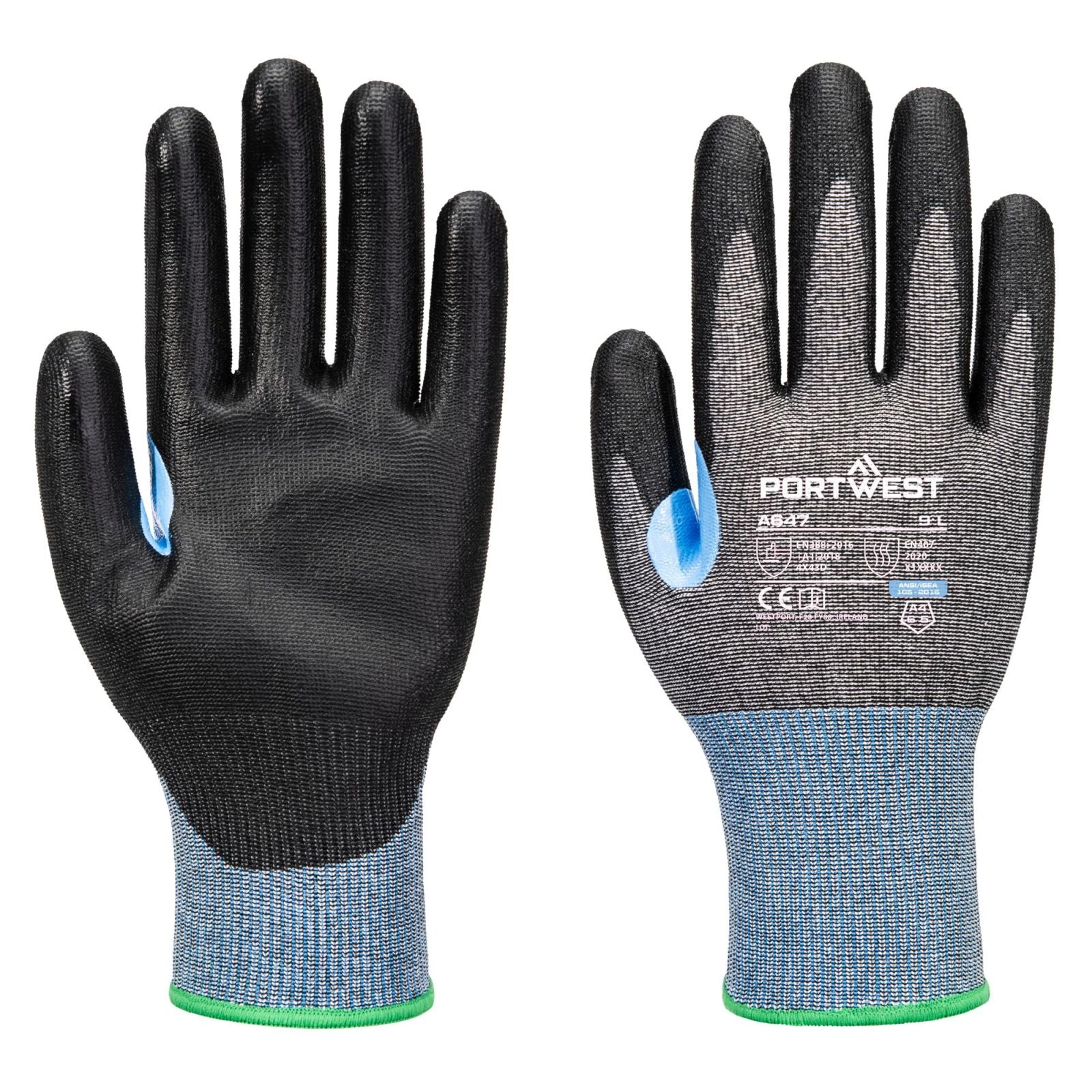 Portwest Handbescherming CS Handschoenen A647 CS cut D15 PU grijs-zwart(G8)