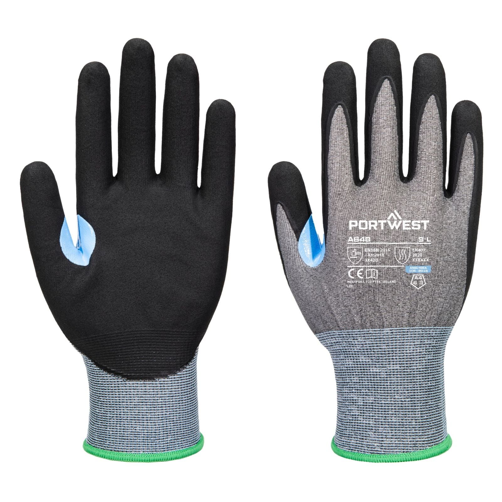 Portwest Handbescherming CS Handschoenen A648 CS cut D21 nitril grijs-zwart(G8)
