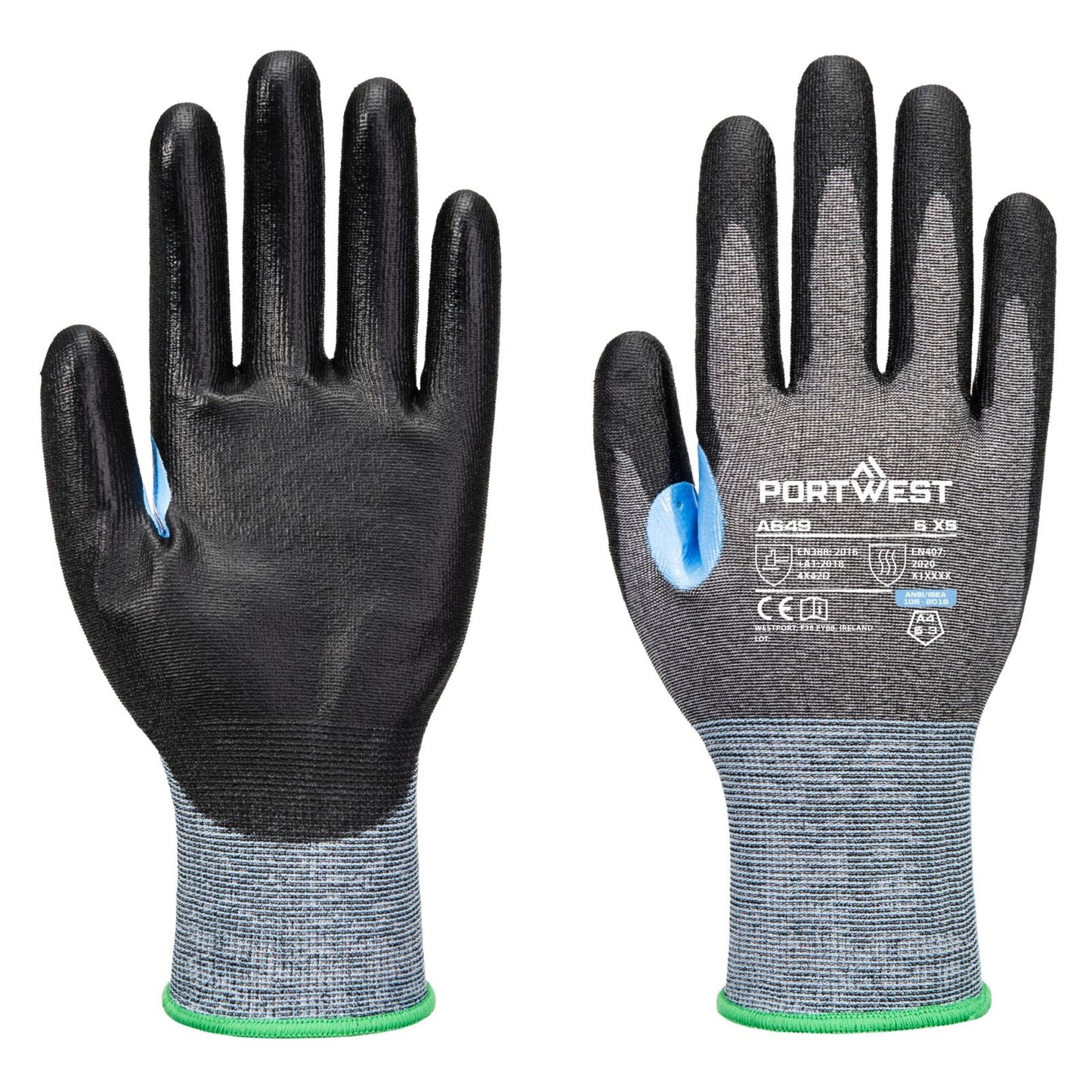 Portwest Handbescherming CS Handschoenen A649 CS cut D21 PU grijs-zwart(G8)