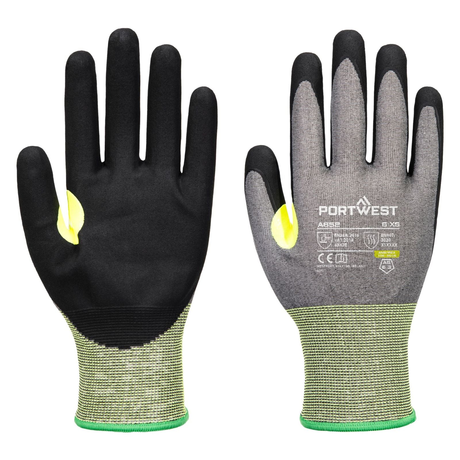 Portwest Handbescherming CS Handschoenen A652 CS cut E21 nitril grijs-zwart(G8)