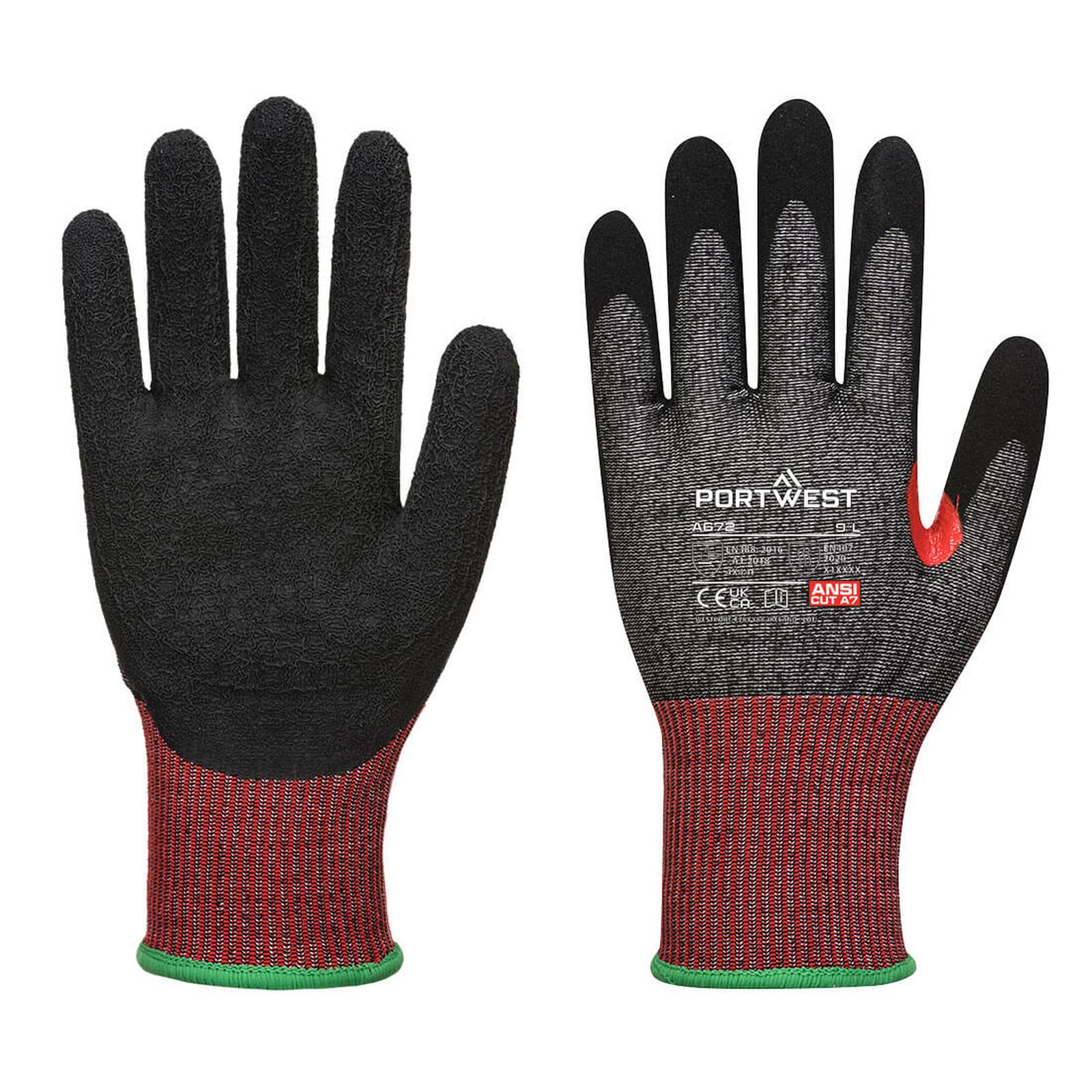 Portwest Snijbestendig Handbescherming Handschoenen A672 CS Cut F13 Nitril zwart(K8)