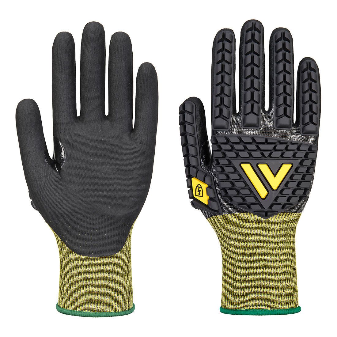 Portwest Impact protection Handbescherming Handschoenen A756 Nitril Antistatisch ESD snijklasse E zwart(K8)