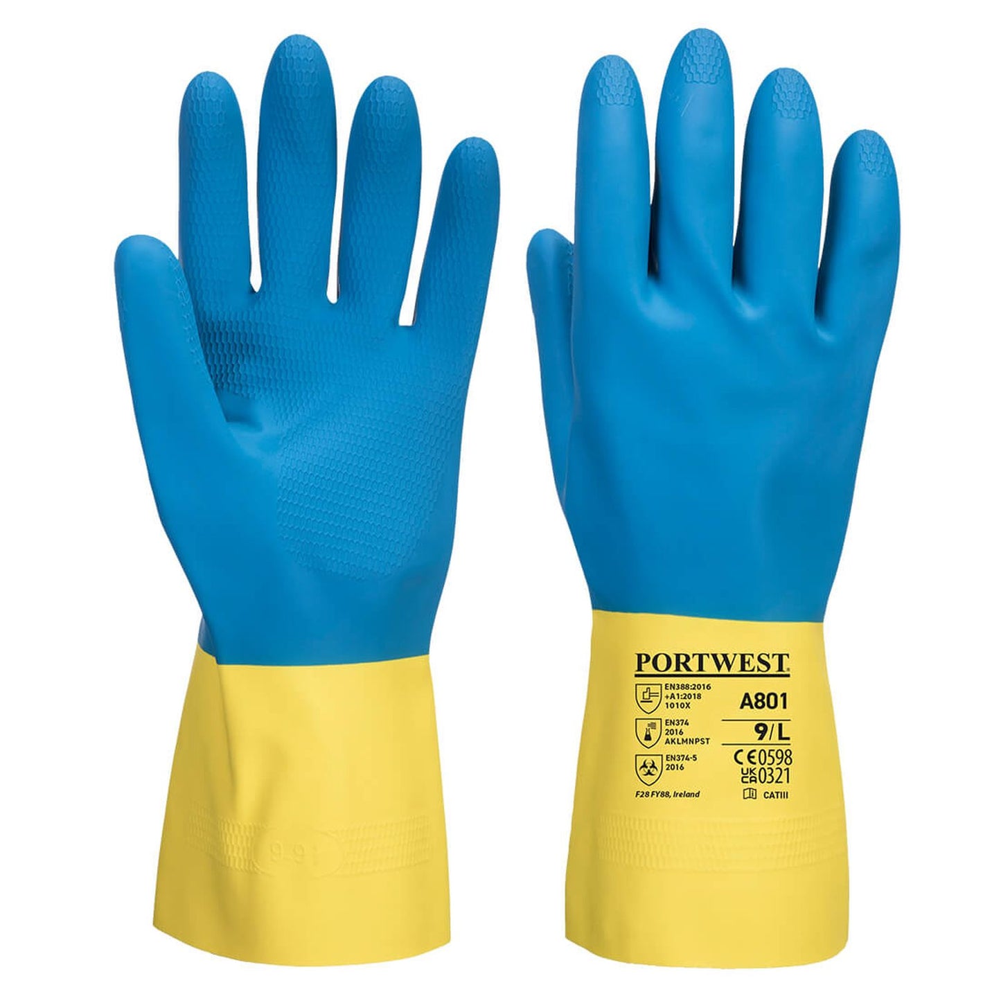 Portwest Handschoenen A801 Chemisch bestendig geel-blauw(Y4)