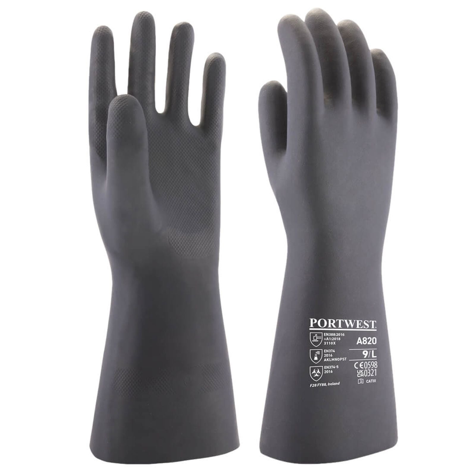 Portwest Handschoenen A820 Chemisch bestendig black(BK)
