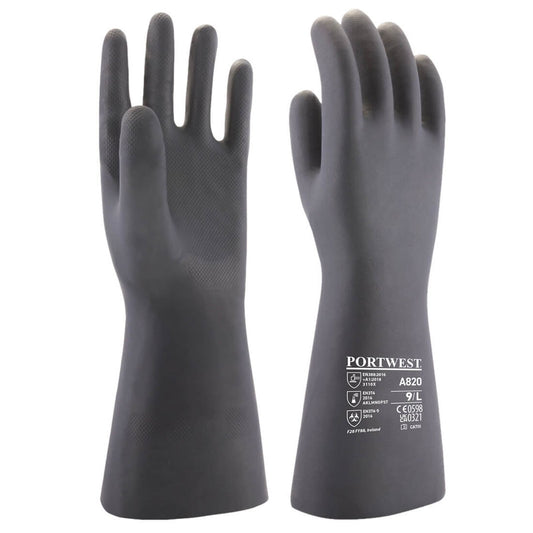 Portwest Handschoenen A820 Chemisch bestendig black(BK)