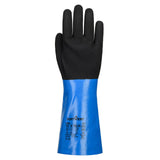 Portwest Chemisch Bestendige Handschoenen Handbescherming Snijhandschoen lange kap A850 Chem Cut D 350 Nitrile Sandy blauw-zwart(B8)