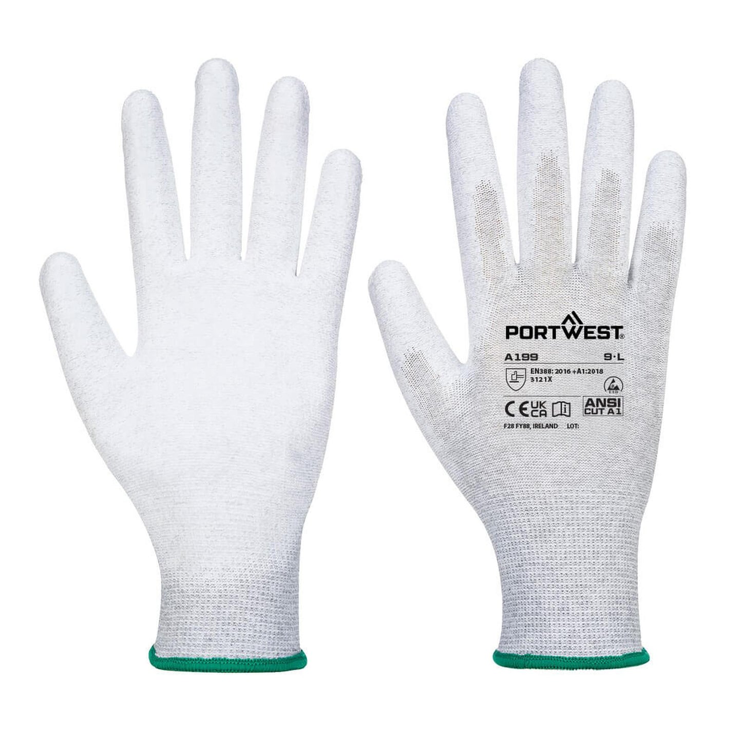 Portwest ESD Handbescherming Handschoenen AB199 ESD 13 PU Palm Essential Multipack (Pk12) grijs(GR)