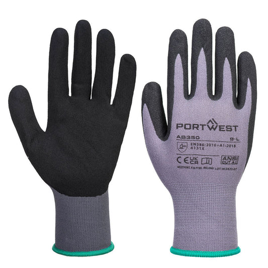 Portwest handschoen AB350 Grip 15 Nitril Schuim - 12 pack grijs-zwart(G8)