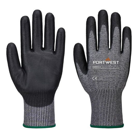 Portwest Snijbestendig Handbescherming Handschoenen AB664 Snijklasse F13 PU Handschoen Multipack (Pk12) grijs-zwart(G8)