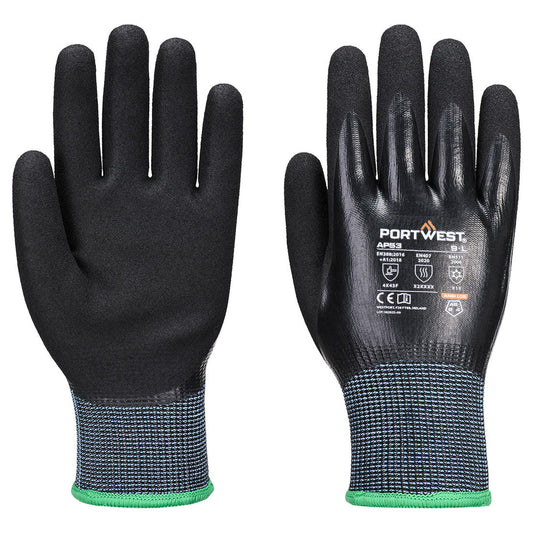 Portwest Handschoenen AP53 Cold F15 Nitrile Aqua Cut zwart(BK)