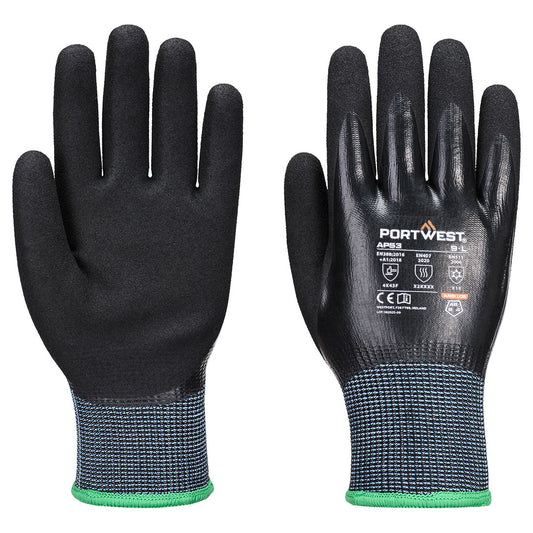 Portwest Handschoenen AP53 Cold F15 Nitrile Aqua Cut zwart(BK)