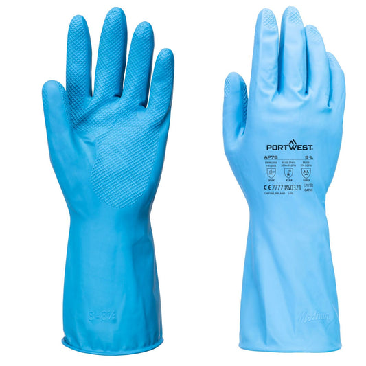 Portwest handschoen AP76 FD Chemisch B Latex Licht - 12 pack blauw(BL)