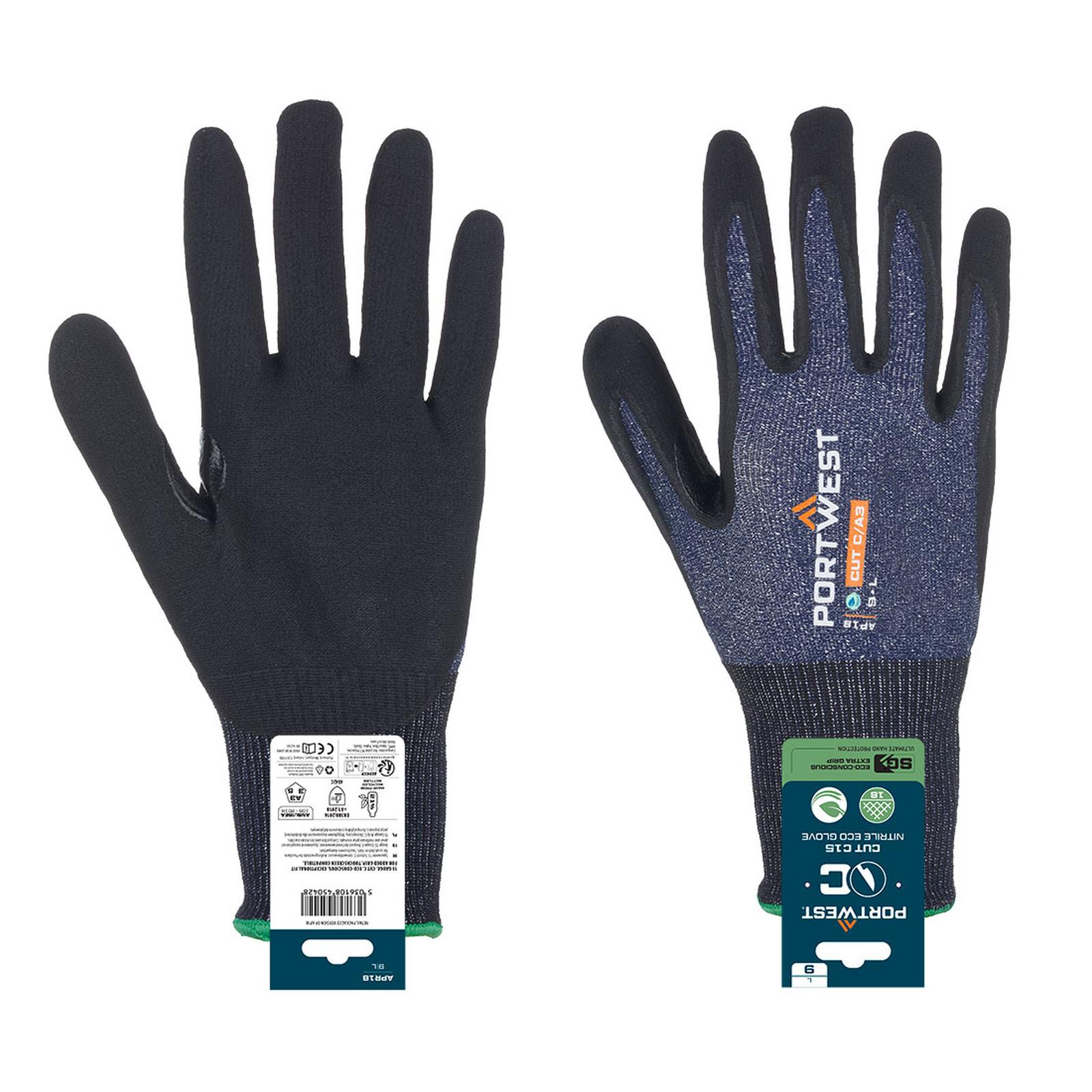 Portwest Snijbestendig Handbescherming Handschoenen APR18 SG snijbestendige C15 Nitril (Retail) blauw-zwart(B8)