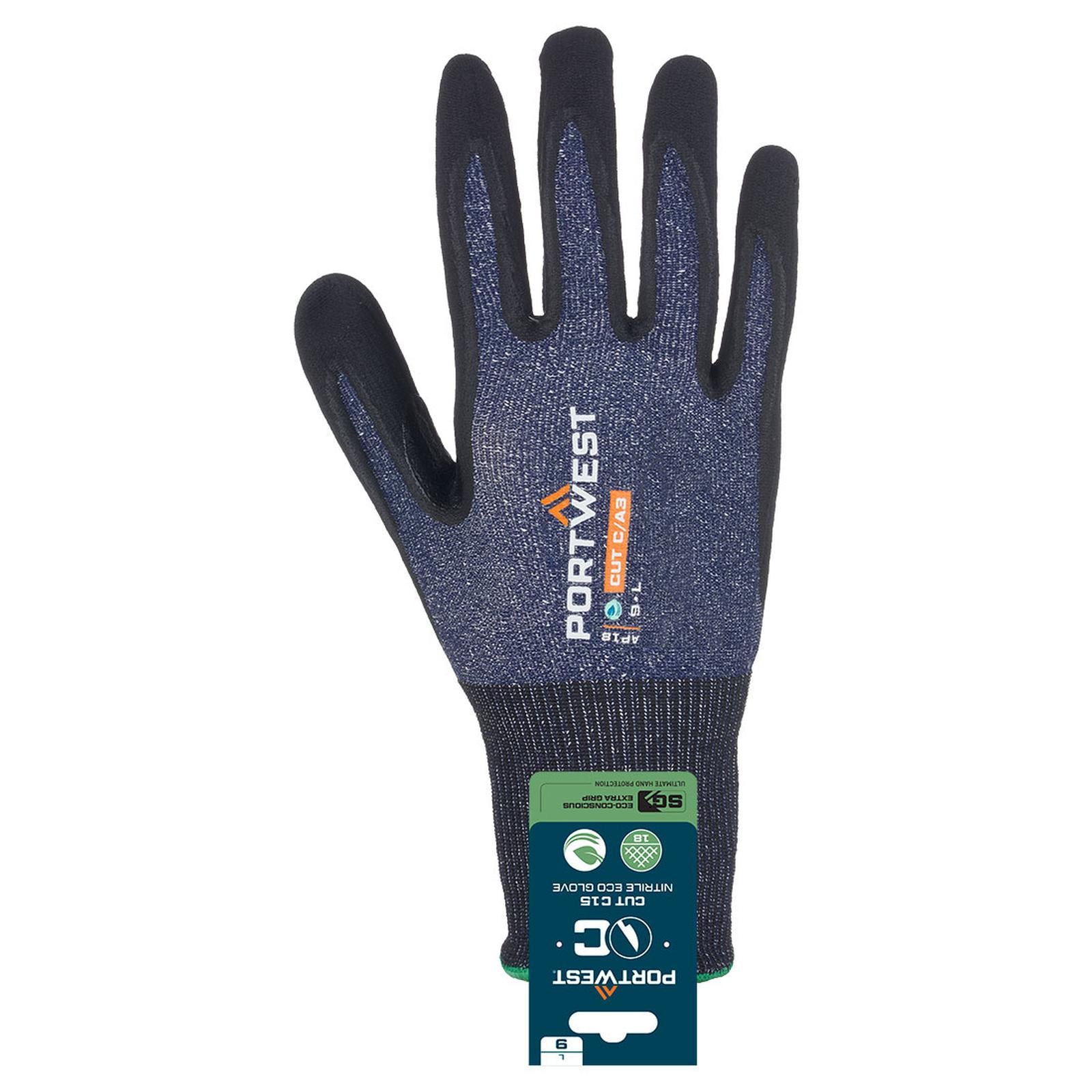 Portwest Snijbestendig Handbescherming Handschoenen APR18 SG snijbestendige C15 Nitril (Retail) blauw-zwart(B8)