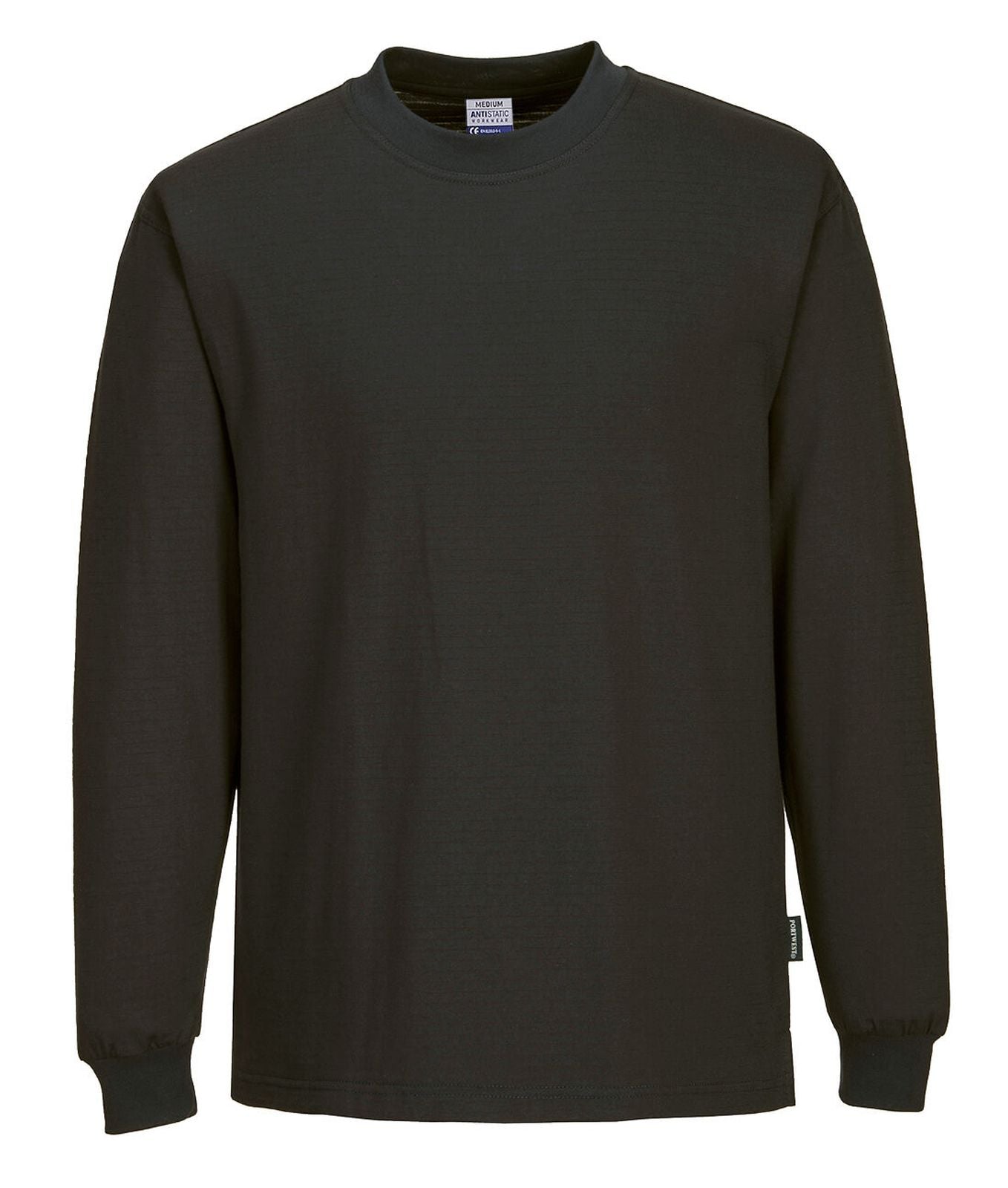 Portwest ESD Werkkleding ESD-beschermende kleding T-Shirt AS22 lange mouw antistatisch ESD zwart(BK)