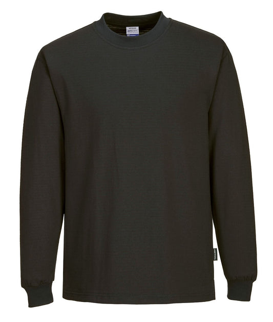 Portwest ESD Werkkleding ESD-beschermende kleding T-Shirt AS22 lange mouw antistatisch ESD zwart(BK)