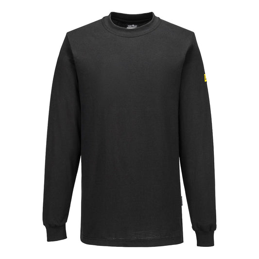 Portwest ESD Werkkleding ESD-beschermende kleding T-Shirt AS22 lange mouw antistatisch ESD zwart(BK)