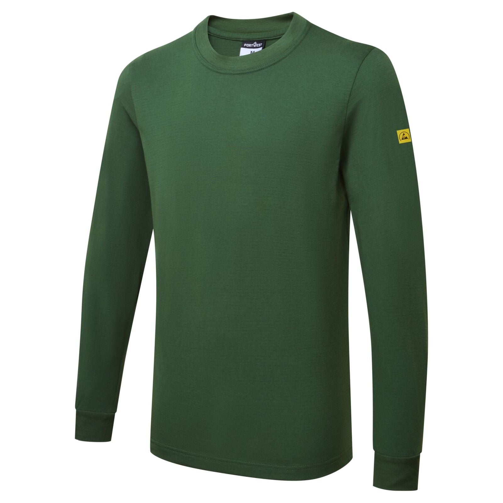 Portwest Werkkleding ESD-beschermende kleding T-Shirt AS22 antistatisch ESD lange mouw bosgroen(FG)