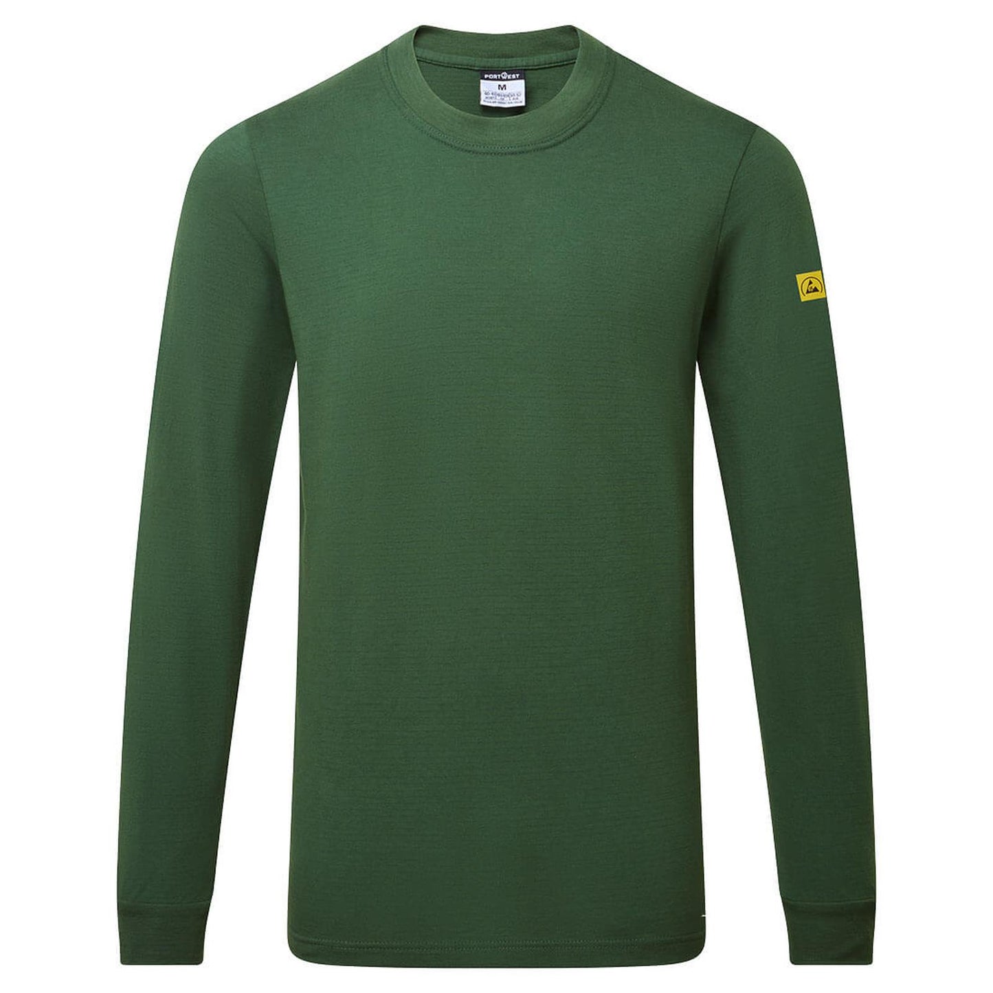 Portwest Werkkleding ESD-beschermende kleding T-Shirt AS22 antistatisch ESD lange mouw bosgroen(FG)